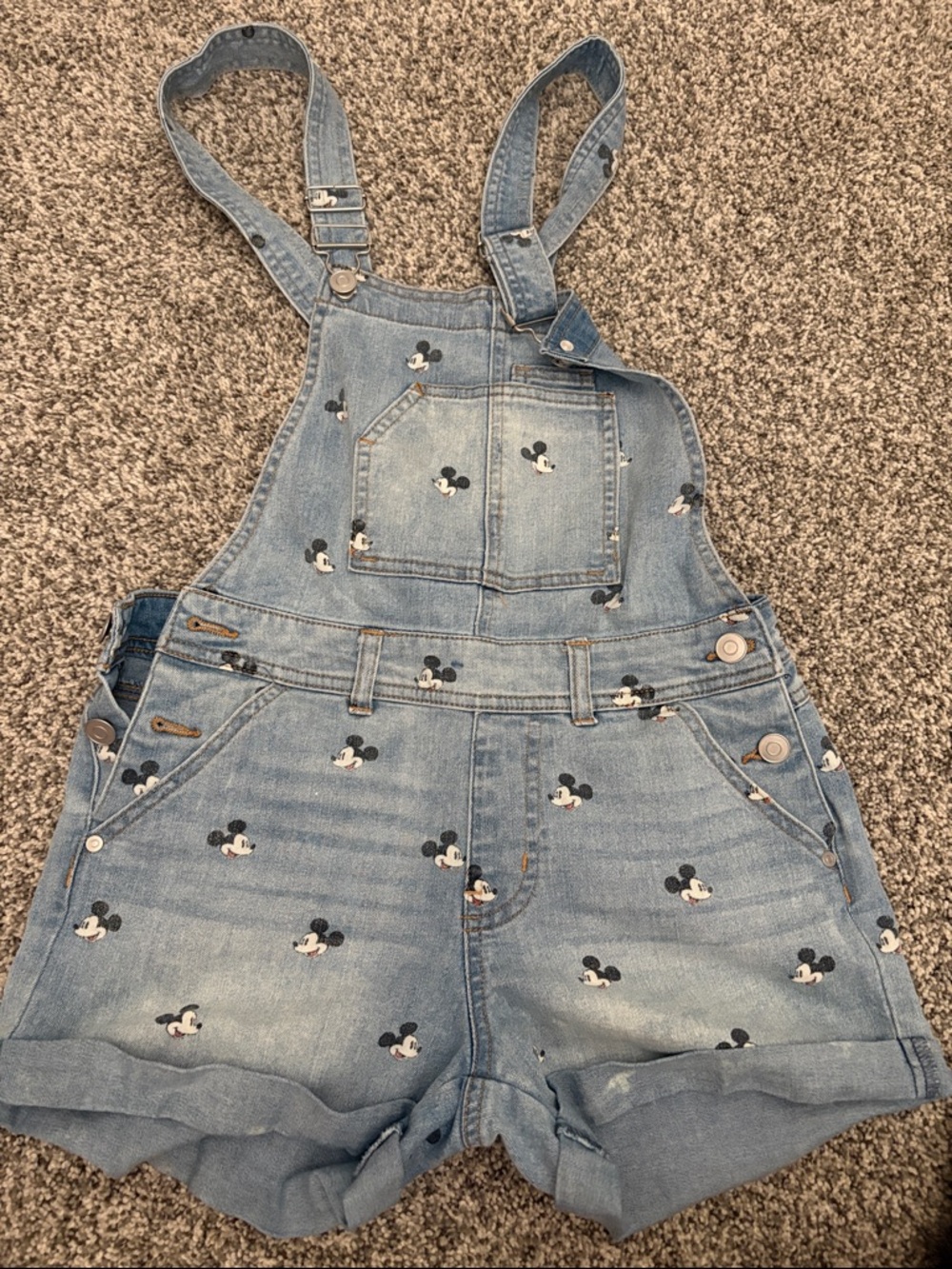 Disney Light Blue Denim Mickey Mouse Short Overalls size small
